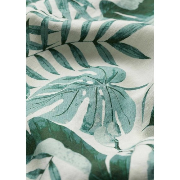 JOHANNA ORTIZ H&M COLLABORATION GREEN LEAF PRINT LINEN DRESS SIZE LARGE - Picture 8 of 10